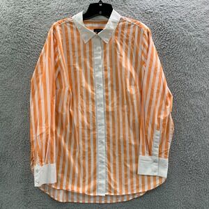 Talbots Shirt Mens Size Large Button Up Striped Orange White